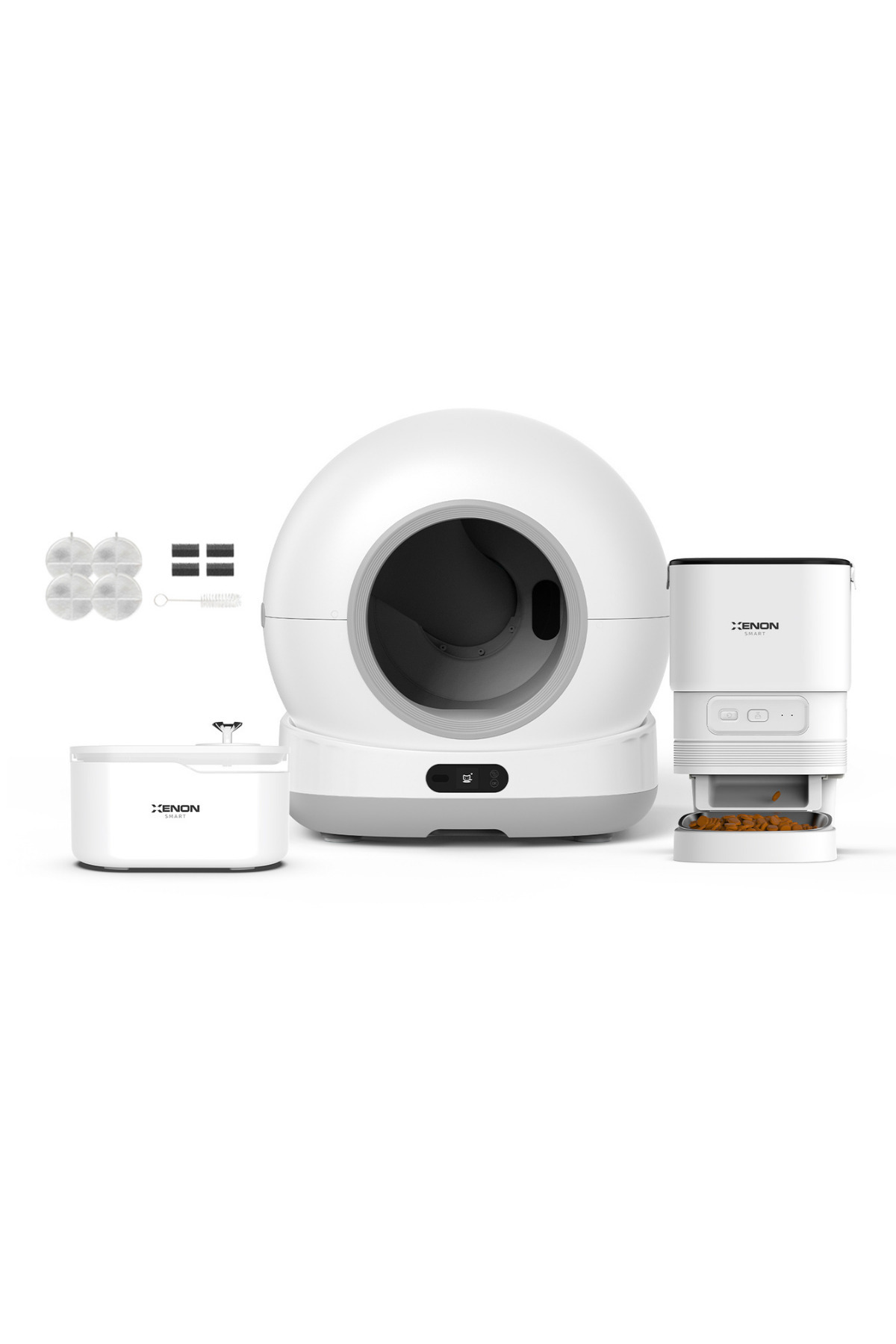 Xenon Smart Akıllı Otomatik Kedi Tuvaleti, Mama Kabı ve Su Pınarı 4'lü Pet Ürünleri Seti