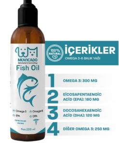 Alternative view of muvicado Fish Oil - Kedi Ve Köpekler Için Balık Yağı Omega 3-6 Epa Dha Norveç Somon Yağı Bağışıklık Desteği