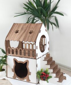 Alternative view of Genel Markalar Teraslı Kedi Evi 2 katlı dubleks kedi evi kedi yatağı kedi kafesi