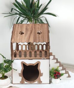 Genel Markalar Teraslı Kedi Evi 2 katlı dubleks kedi evi kedi yatağı kedi kafesi - Görsel 3