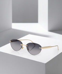 polo air UV400 Korumalı Çerçevesiz Cat Eye Kadın Güneş Gözlüğü Siyah Gold Renk PLG-2122C1