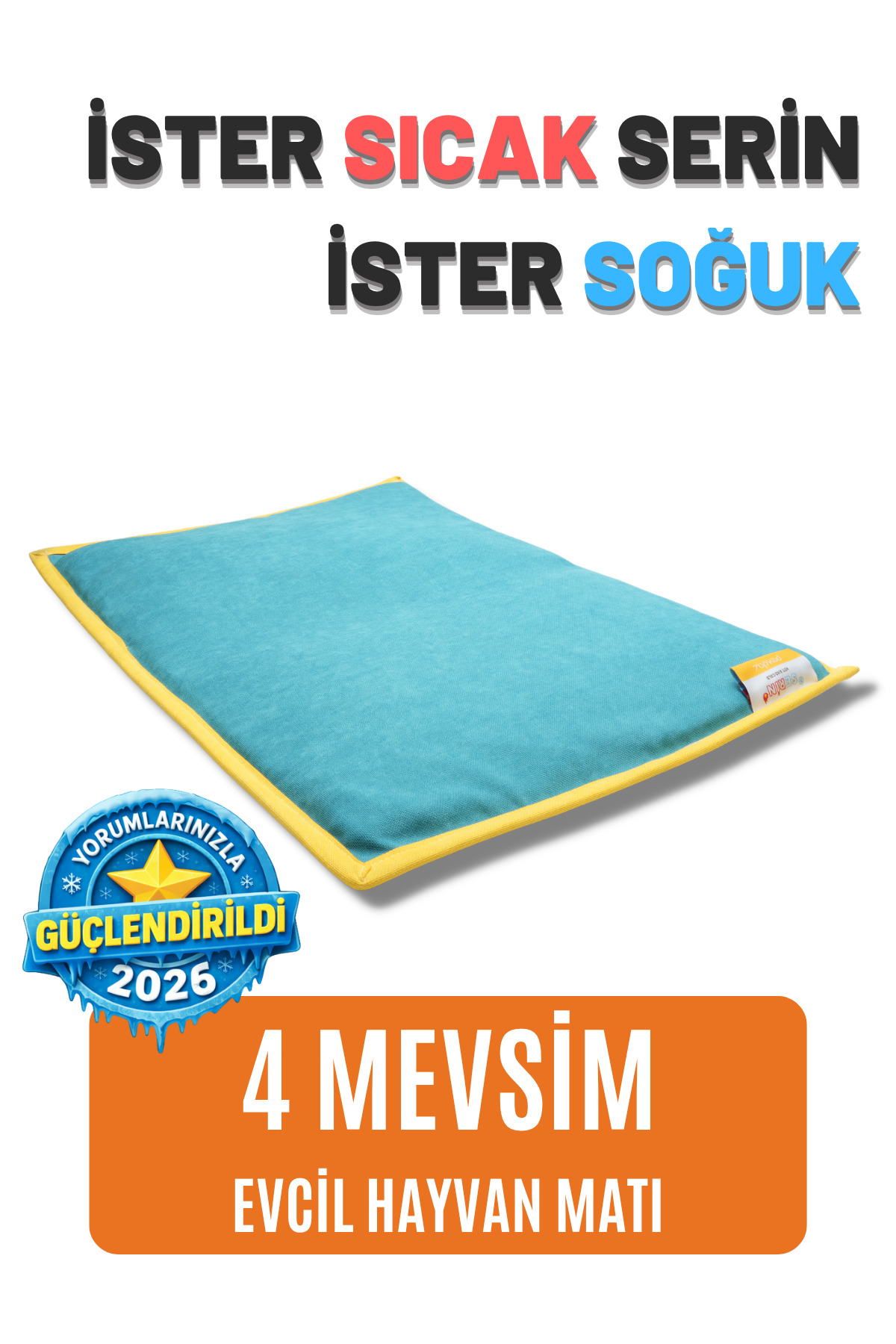 pawdaz Serin (60X40CM) - 4 Mevsim Kedi/ Köpek Matı, Sıcak Veya Soğuk Kullanılabilen Minder Yatak