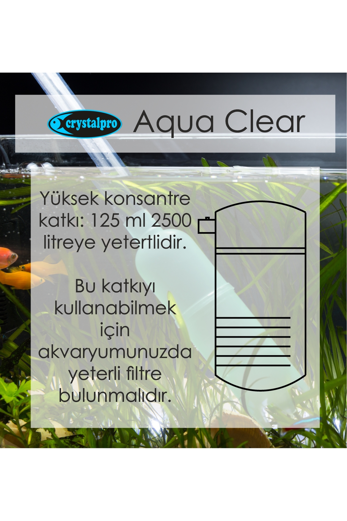 Crystalpro Aqua Clear 125ml Akvaryum Su Berraklaştırıcı Tatlı Su Bulanıklık Ve Koku Giderici - Görsel 3