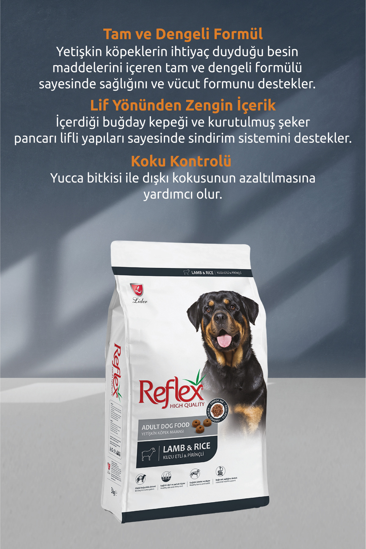 Reflex Kuzu Etli ve Pirinçli Yetişkin Köpek Maması 10 kg - Görsel 3