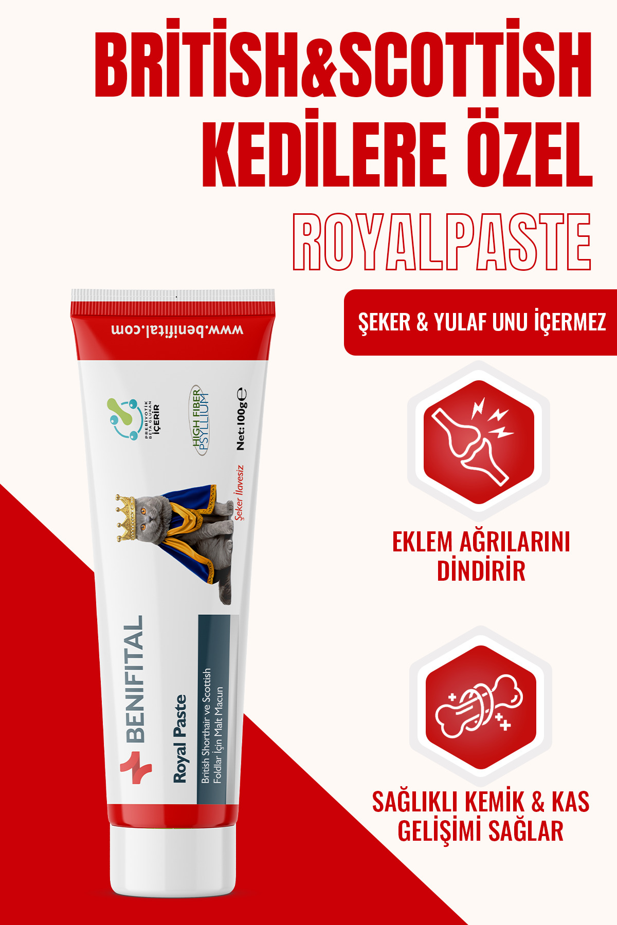 Benifital Royal Paste 100 gr British Ve Scottish Fold Eklem Ve Kas Sistem Destekleyici Premium Malt
