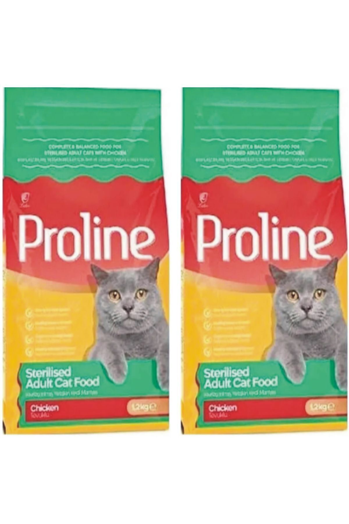 Proline Sterilised Tavuklu Kısırlaştırılmış Kedi Maması 1,2 Kg. x 2 Adet