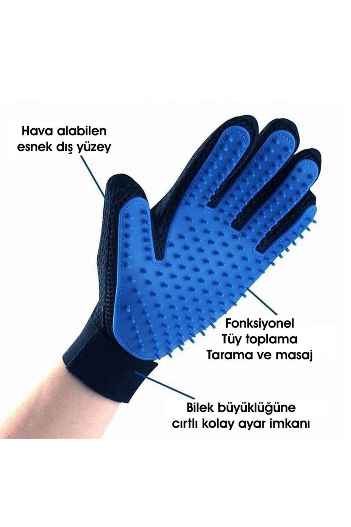 Genel Markalar Masaj Etkili Mavi Kedi Köpek Tüy Toplama Eldiveni Evcil Hayvan Tüy Tarağı Eldiveni - Görsel 3
