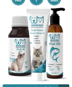 muvicado Kedi Vitamin Desteği (Multivitaminli Kedi Damlası & Kedi Malt Macun Omega-3 ve Omega-6 Balık Yağı)