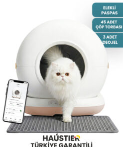 Haustier CB001 Akıllı Otomatik Kedi Tuvaleti, APP ile Kontrol, 75lt İç Hazne, 7lt Çöp Haznesi