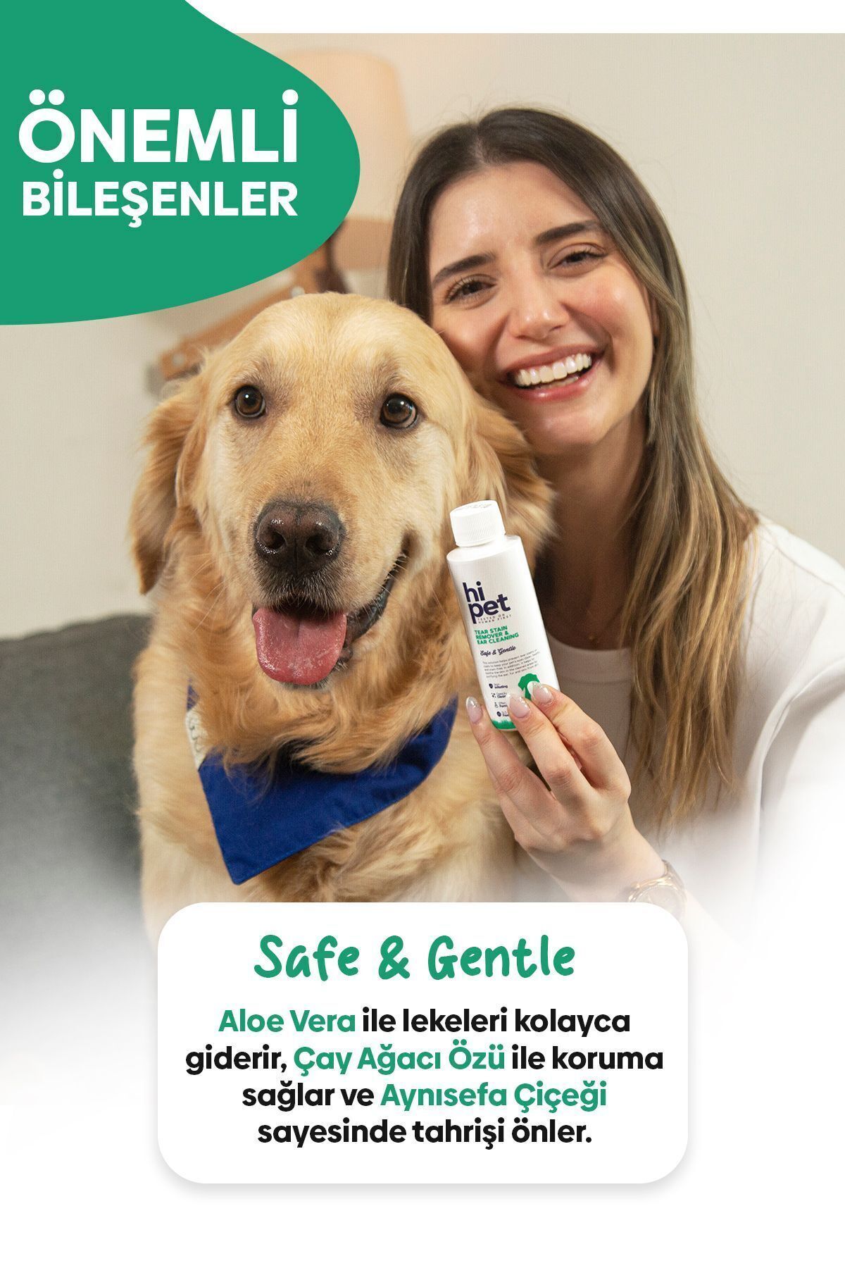 HiPet Köpek Göz Çevresi/ Gözyaşı Lekesi Temizleme/ Kulak Temizleme Solüsyonu 120 ml - Görsel 3