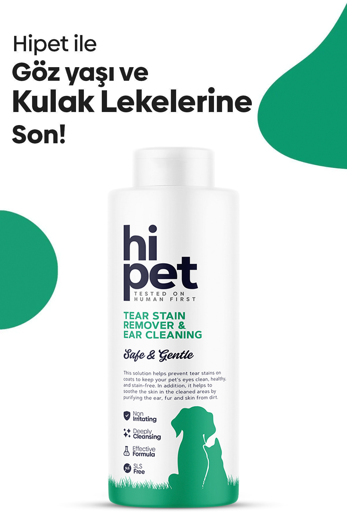 HiPet Köpek Göz Çevresi/ Gözyaşı Lekesi Temizleme/ Kulak Temizleme Solüsyonu 120 ml