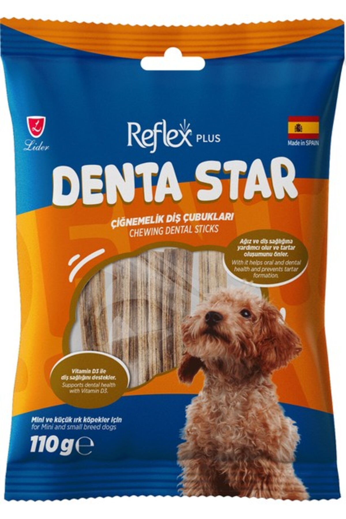 Reflex Plus Dentastar / Çiğnemelik Diş Çubukları Mini ve Küçük Irk Yetişkin Köpek Ödül Maması 110GR