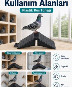 mutlu tavukçuluk 1 Adet Güvercin Tüneği Siyah Plastik Askı Aparatlı Duvar Tipi Tünek Kuş Konma Dinlenme Aparatı - Görsel 3