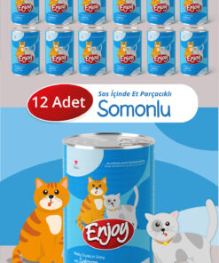Enjoy Somonlu Kedi Konservesi Sos İçinde Et Parçacıklı 400 Gr x12