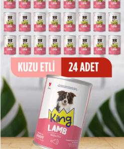 King Sos İçerisinde Et Parçacıklı Kuzu Etli Köpek Konservesi 400 G x 24 Adet