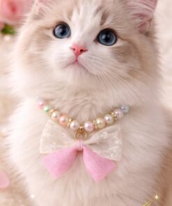 PHENORA Şık Tasarım Kedi Tasması - Fiyonk Desen Pembe Kedi Kolyesi