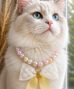 PHENORA Şık Tasarım Kedi Tasması - Fiyonk Desen Pembe Kedi Kolyesi - Görsel 3