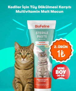 BioFeline Tüy ve Sindirim Hassasiyeti Azaltıcı Kısır Kediler İçin Multivitamin Malt Macunu 30 g | Deneme Boy