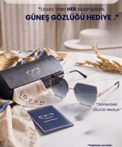 Alternative view of Lozzo Kadın UV400 Beyaz Oversize Güneş Gözlüğü Gold Detay 25-20 C20 YDegrade Cam