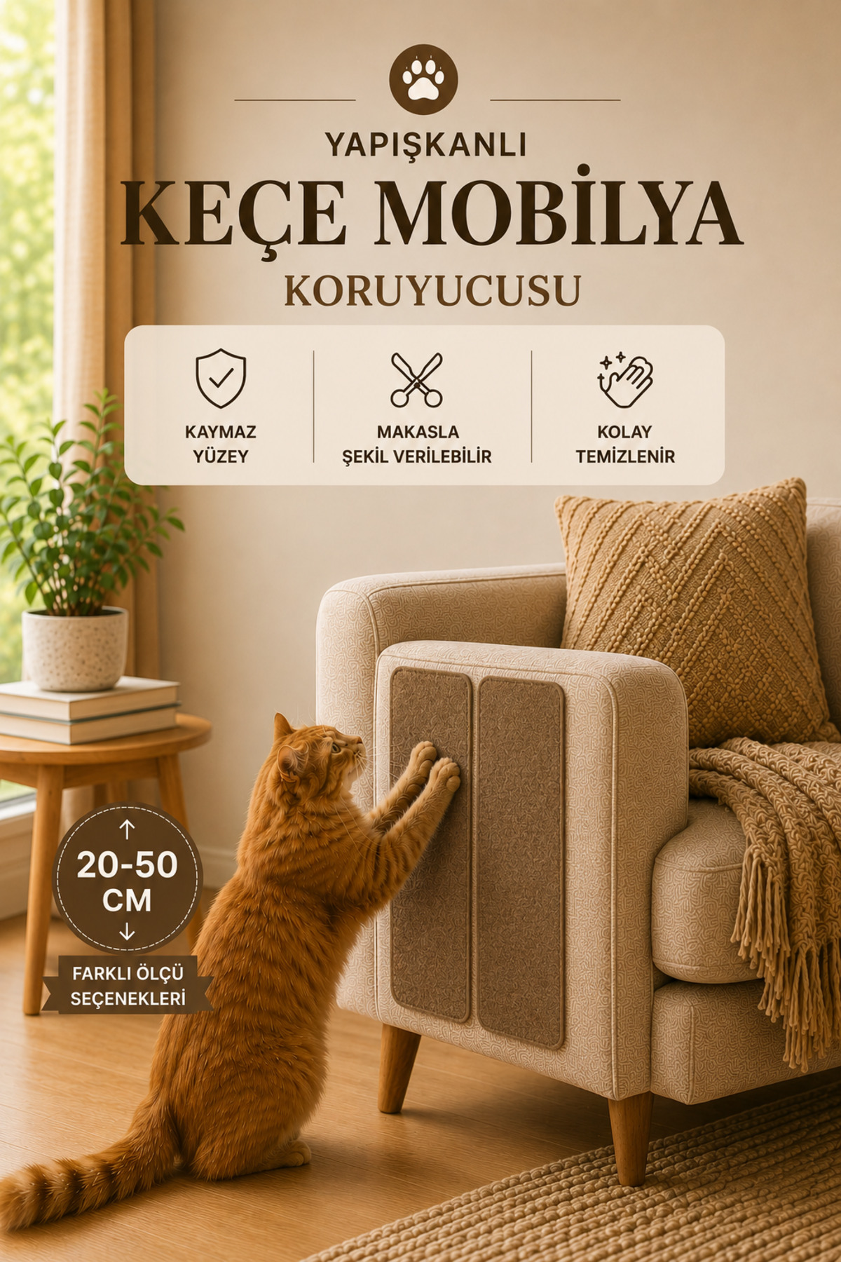 Arnee Keçe Kedi Koltuk Kanepe Tırmalama Mobilya Koruyucu – Yapışkanlı Mobilya Köşe Koruma Halısı