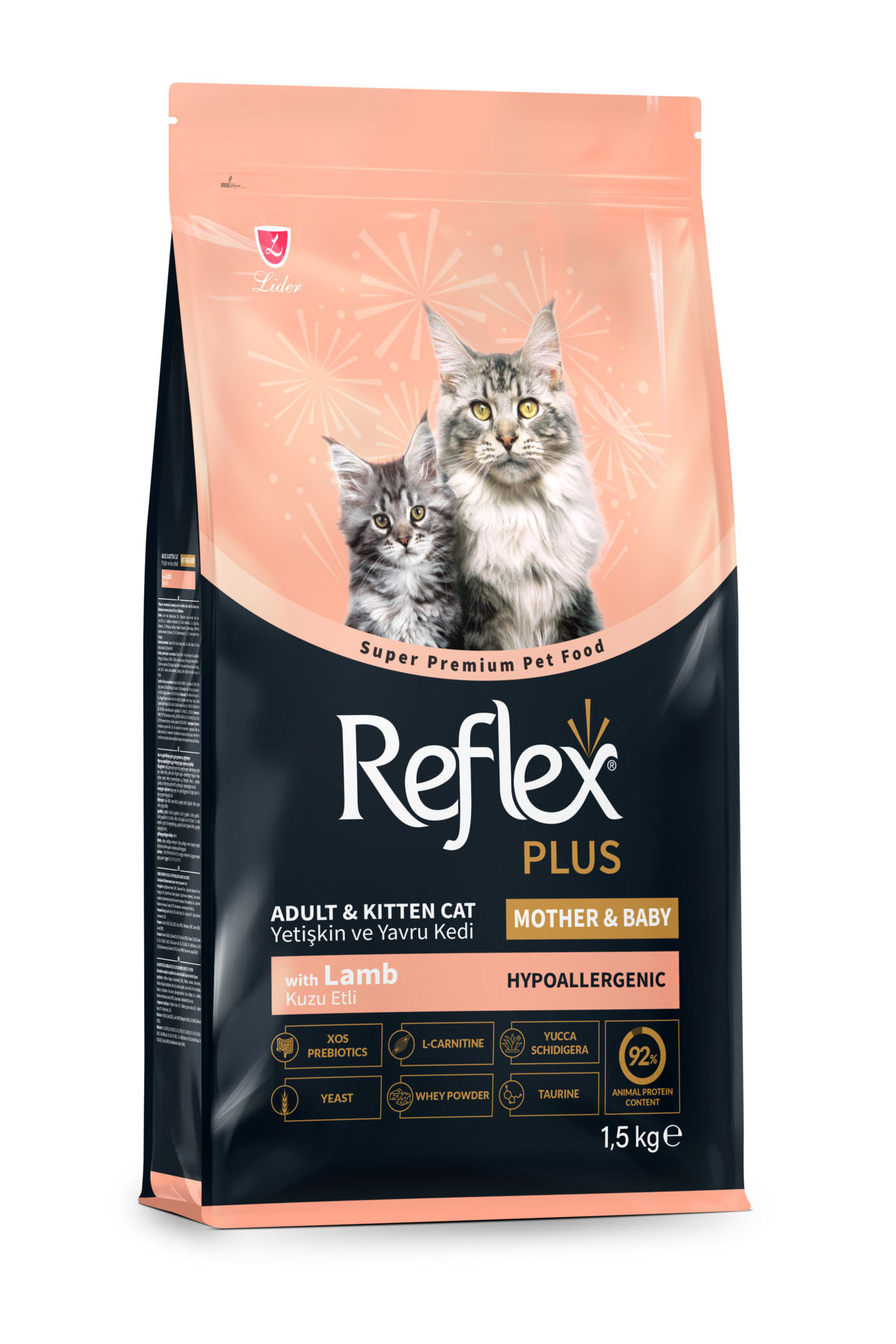 Reflex Plus Hipoalerjenik Yetişkin ve Yavru Kuzu Etli Kedi Maması 1,5 kg