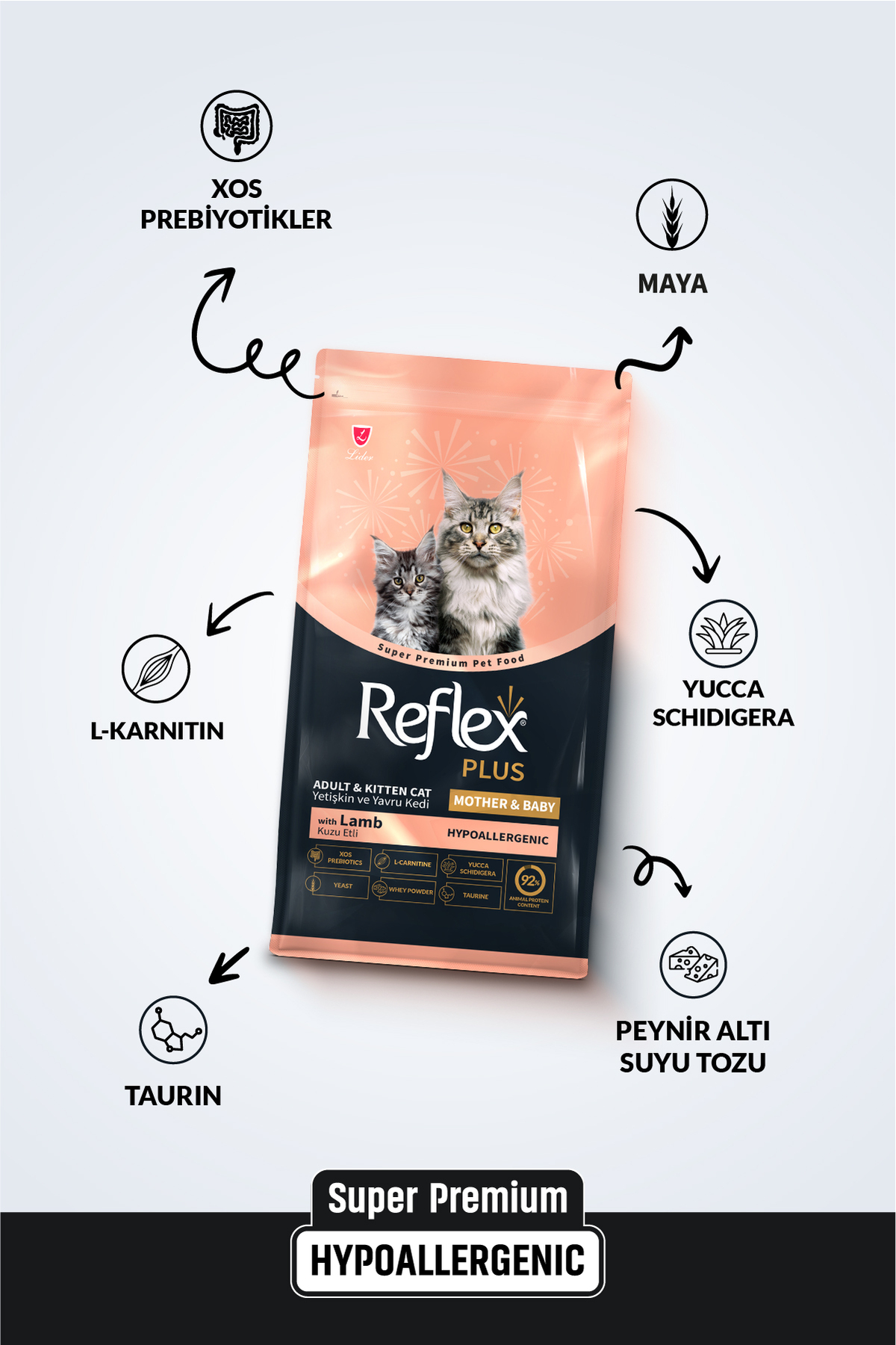 Reflex Plus Hipoalerjenik Yetişkin ve Yavru Kuzu Etli Kedi Maması 1,5 kg - Görsel 3