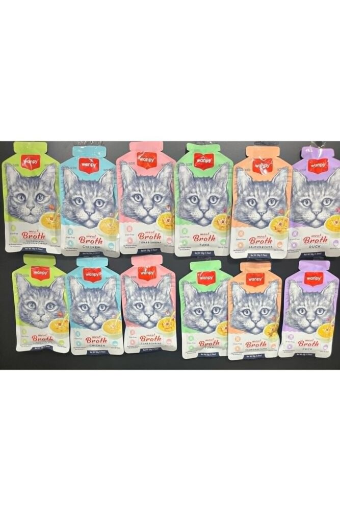 Wanpy Karışık Aromalı Kedi Çorbası 50 gr X 12 Adet Sıvı Kedi Ödülü