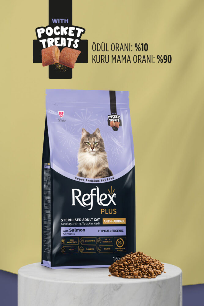 Reflex Plus Pocket Treats İlaveli Kısırlaştırılmış Anti-Hairball Kedi Maması 1,5 kg - Görsel 2