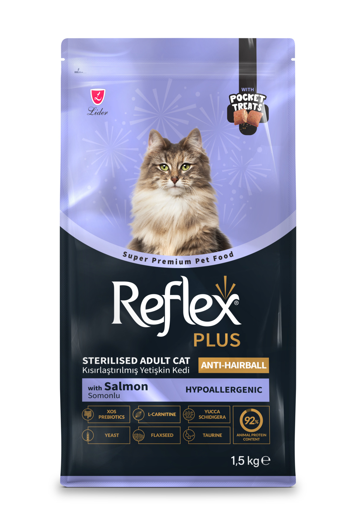Reflex Plus Pocket Treats İlaveli Kısırlaştırılmış Anti-Hairball Kedi Maması 1,5 kg
