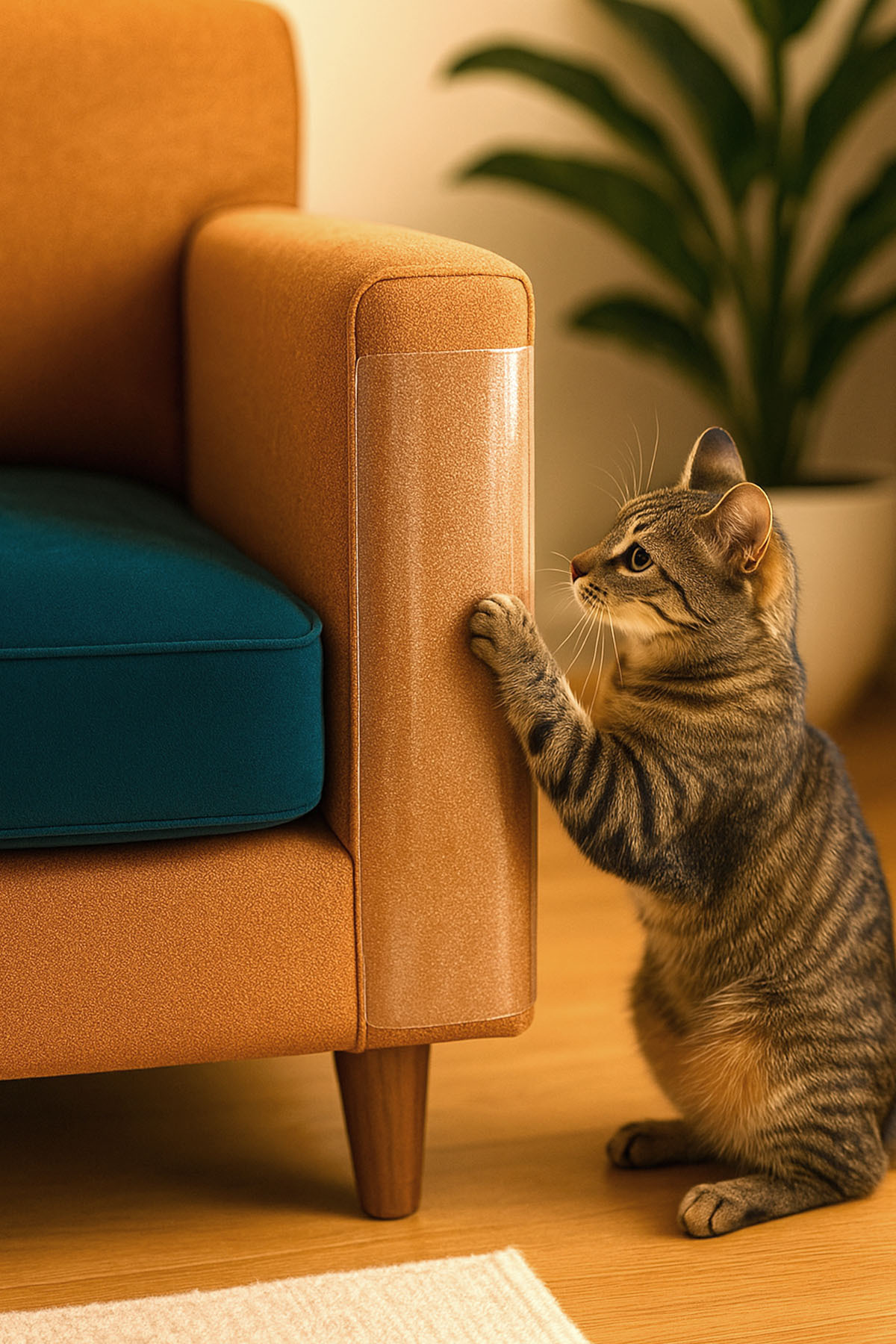 Arnee 5 Adet Kedi Koltuk Tırmalama Koruyucu 20x50 Cm Şeffaf Yapışkanlı Mobilya Tırmalama Önleyici Bandı - Görsel 3