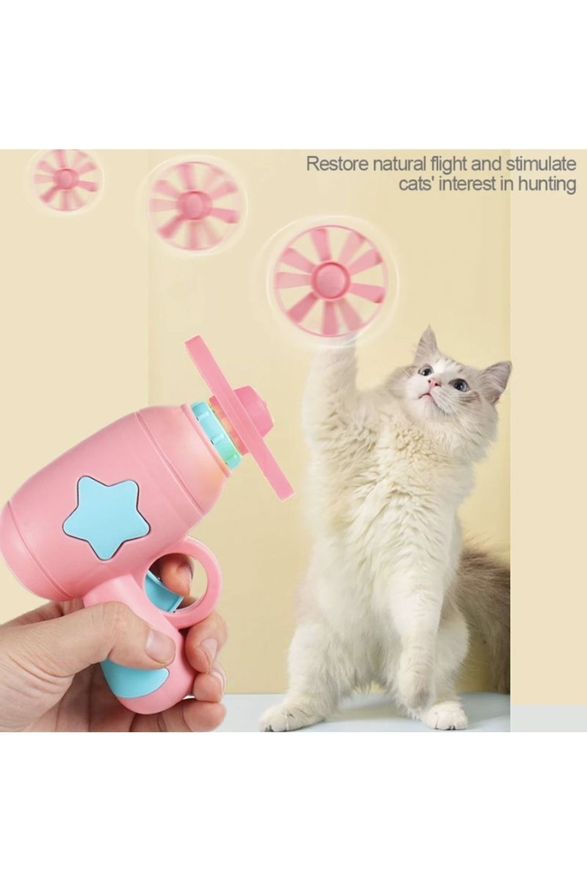 Dream Plus Yaratıcı Yavru Kedi Mini Helikopter Oyuncağı Uçan Renkli Pervaneler Ve Topaç