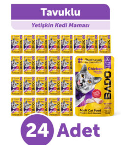 Bado Yetişkin Yaş Kedi Maması Tavuk Etli 85Gr 24'lü