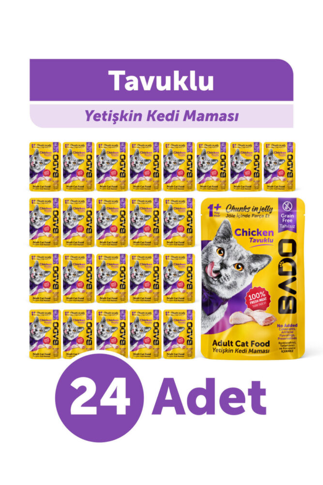 Bado Yetişkin Yaş Kedi Maması Tavuk Etli 85Gr 24'lü