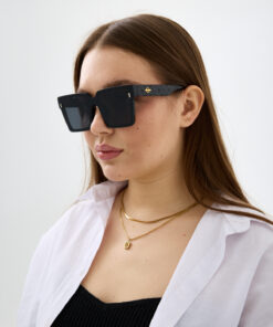 Chunky Frame Fiores Siyah Yeni Sezon Vintage Popüler Lüx Kare Kadın Güneş Gözlüğü