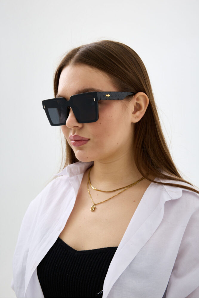 Chunky Frame Fiores Siyah Yeni Sezon Vintage Popüler Lüx Kare Kadın Güneş Gözlüğü