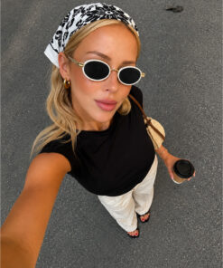 Sun Pearl LUNA Round Güneş Gözlüğü Unisex Beyaz Oval Çerçeveli /