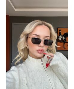 Angel Eyes Siyah Cam Leopar Desen Detaylı Dikdörtgen Güneş Gözlüğü
