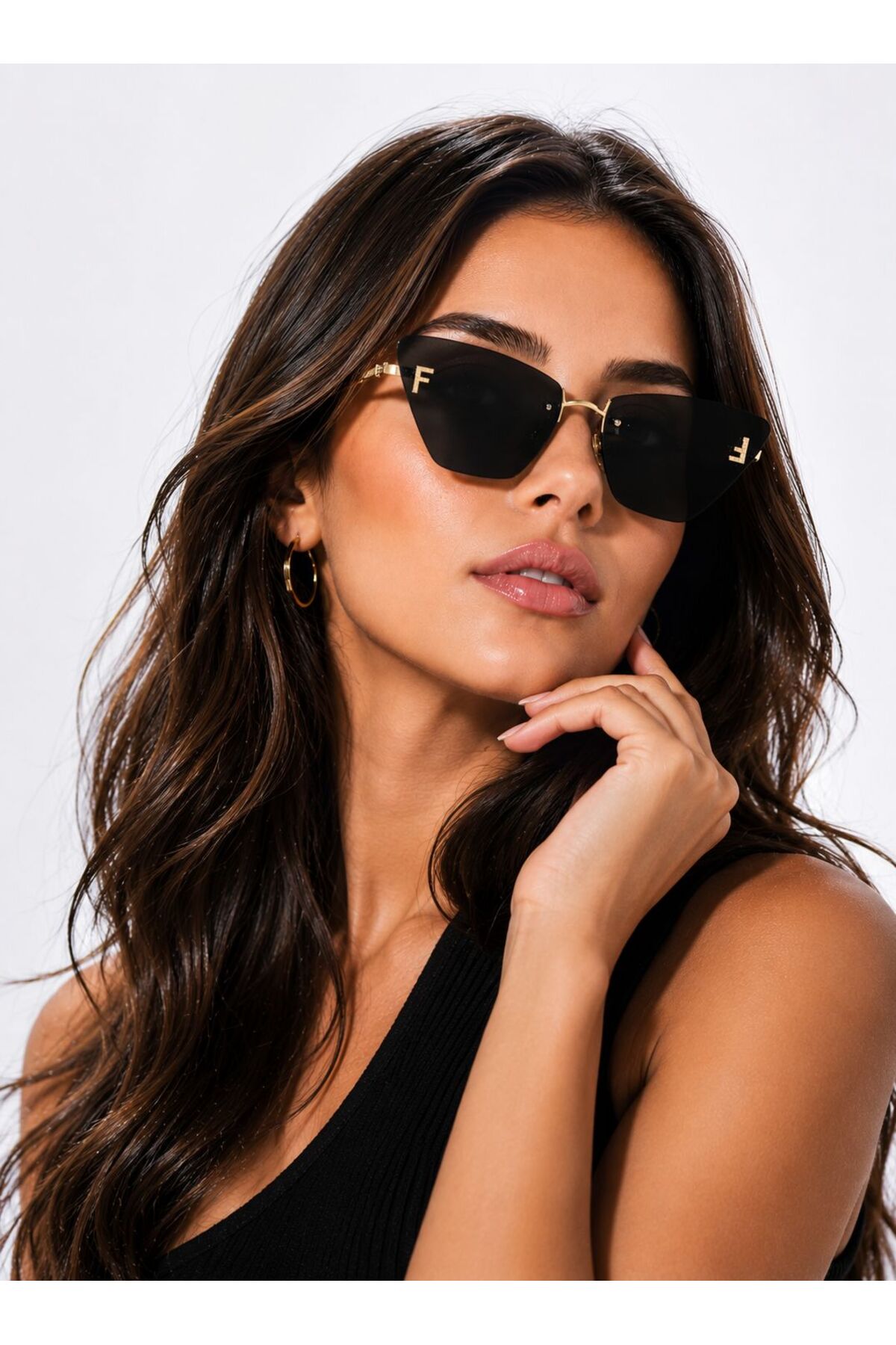 Nilu Moda KADIN KRİSTAL KABARTMALI FFİRST CATEYE GÜNEŞ GÖZLÜĞÜ - Görsel 3