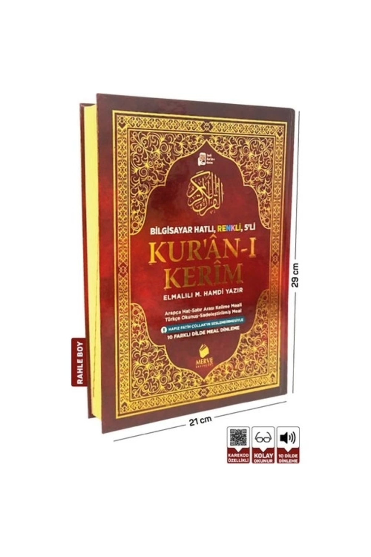 Merve Yayınları Rahle Boy Kuranı Kerim Ve Satır Arası Kelime Türkçe Okunuşlu Ve Meali 5 Özellikli Mealli Kuran
