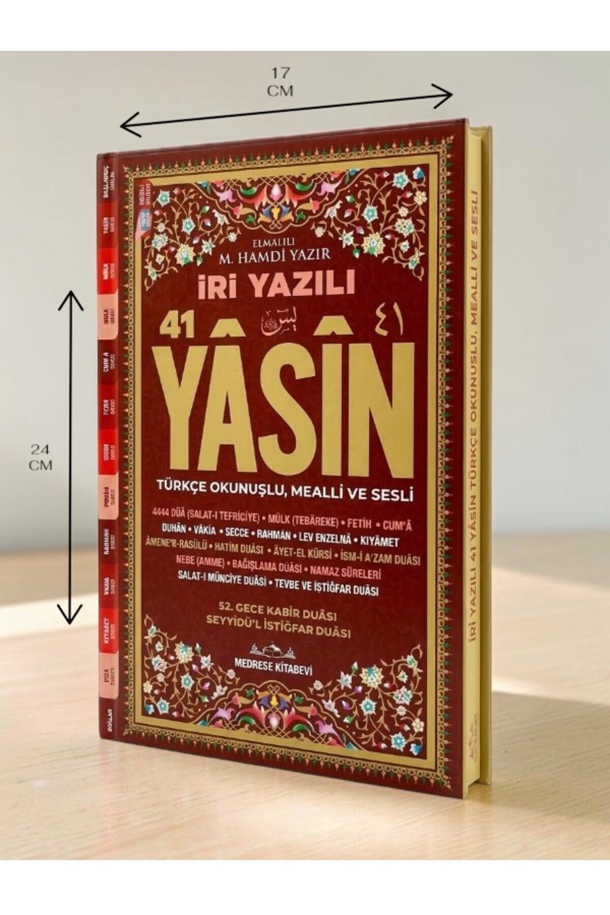 Medrese Kitab Evi Yasin kitabı iri yazılı yasin cüzü 192 sayfa Orta boy 41 yasin mevlüd kitabı isimli mevlid hediyeliği yasin kitabı