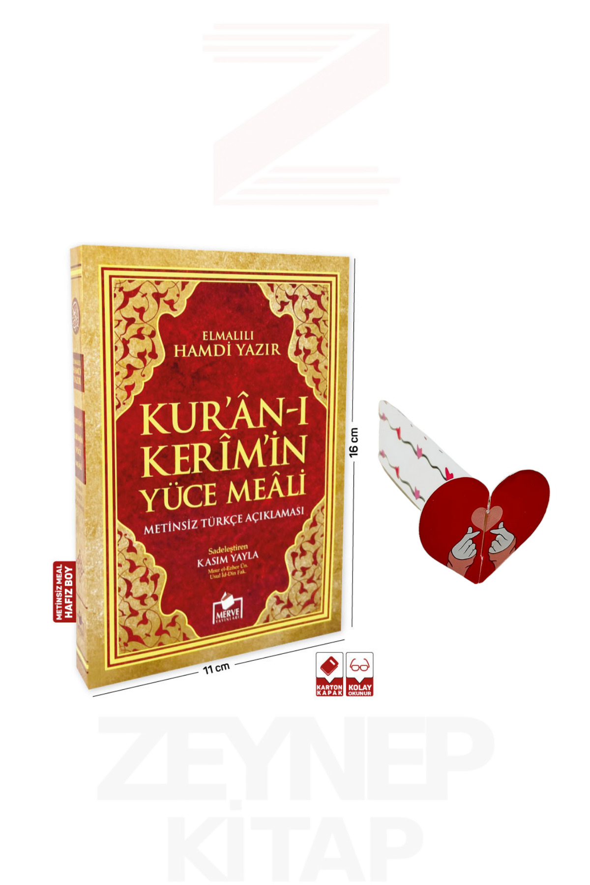 Merve Yayınları Kuranı Kerim Yüce Meal Metinsiz Türkçe Açıklaması Karton Hafız Boy (Kalp Ayraç Hediye)