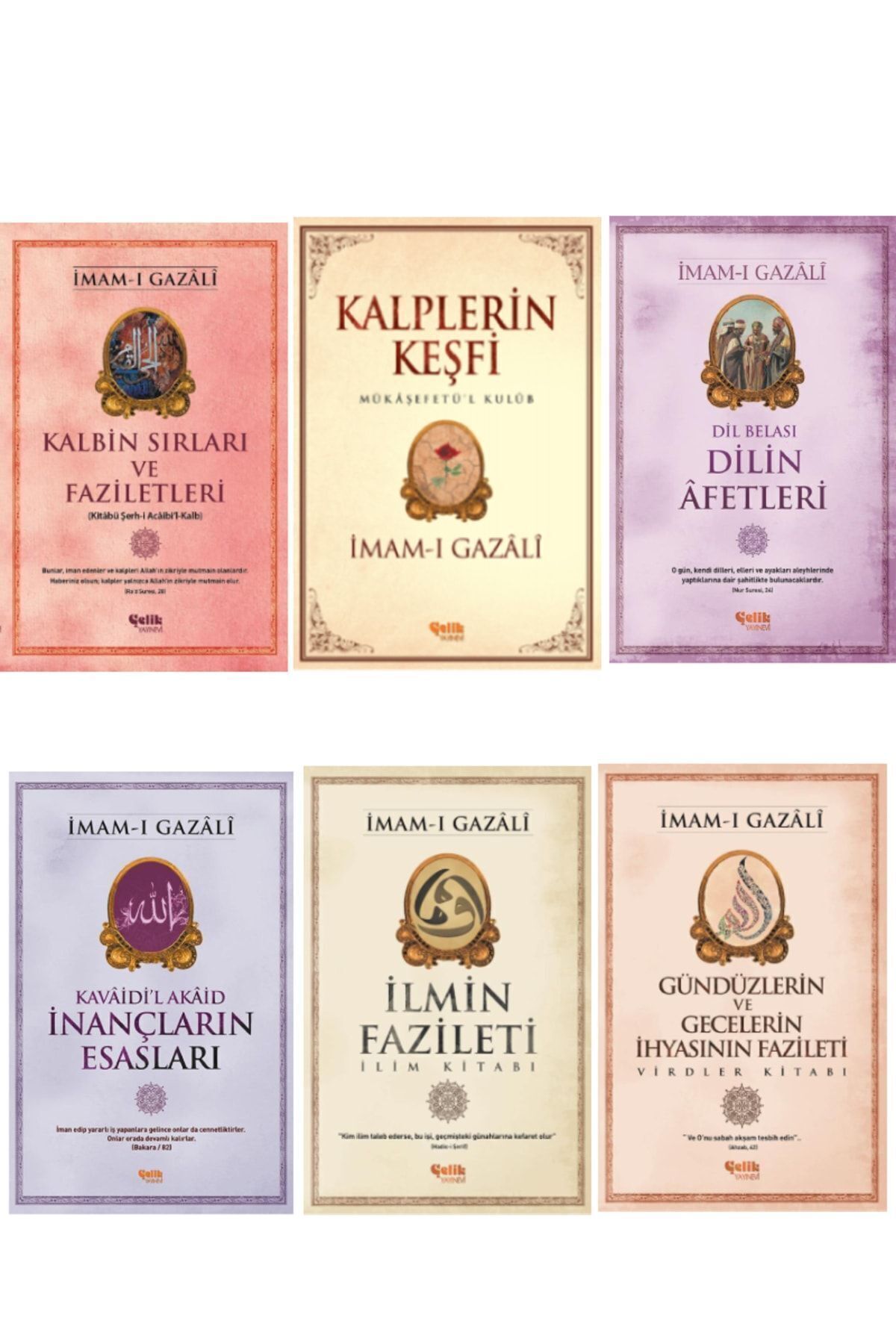 Çelik Yayınevi Imamı Gazali Seri Kalplerin Keşfi-dilin Afetler-ilmin Fazileti-kalbin Sırları Ve Faziletler 6'lı Set