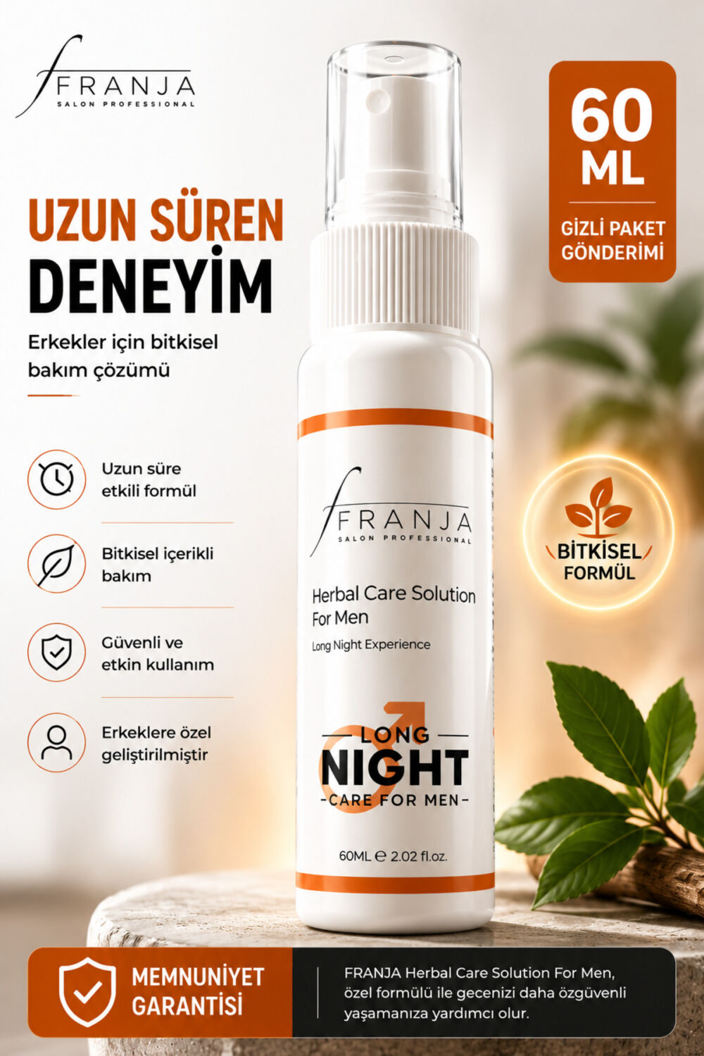 Franja Erkek bakım uzun deneyim sprey 60 ml
