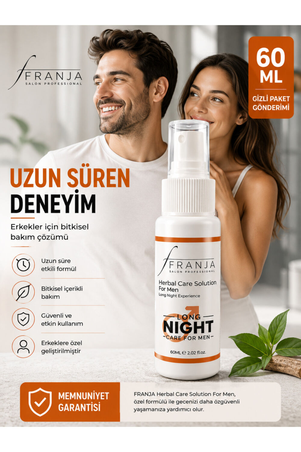 Franja Erkek bakım uzun deneyim sprey 60 ml - Görsel 2