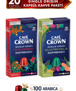 Cafe Crown 20'li Single Origin Espresso Kapsül Kahve Tanışma Paketi Guatemala + Kolombiya ( Nespresso Uyumlu Alüminyum Kapsül Kahve)