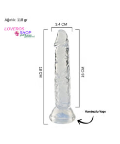 Loveross 18 CM Şeffaf Dildo | Vantuzlu | Unisex Anal Vajinal Fantezi Dildo | İdeal Boyut | Gizli Gönderim