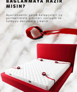 Alternative view of Heleni Yatağa Bağlama Fantazi Kırmızı Tek Ve Çift Kişilik Yataklar Için Uyumlu Yatak Kelepçesi Seti