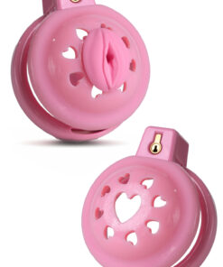 Alternative view of FEMSTAR Pembe Penis Kafesi Vajina Şeklinde Sondalı Kalpli Kilit Sissy Kilidi Chastity Cage