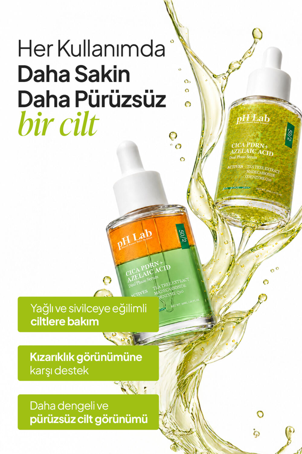 Ph Lab PhLab Akneye Eğilimli Ciltler için CİCA + AZELAIC ACID Çift Fazlı Dengeleyici Serum - Görsel 2