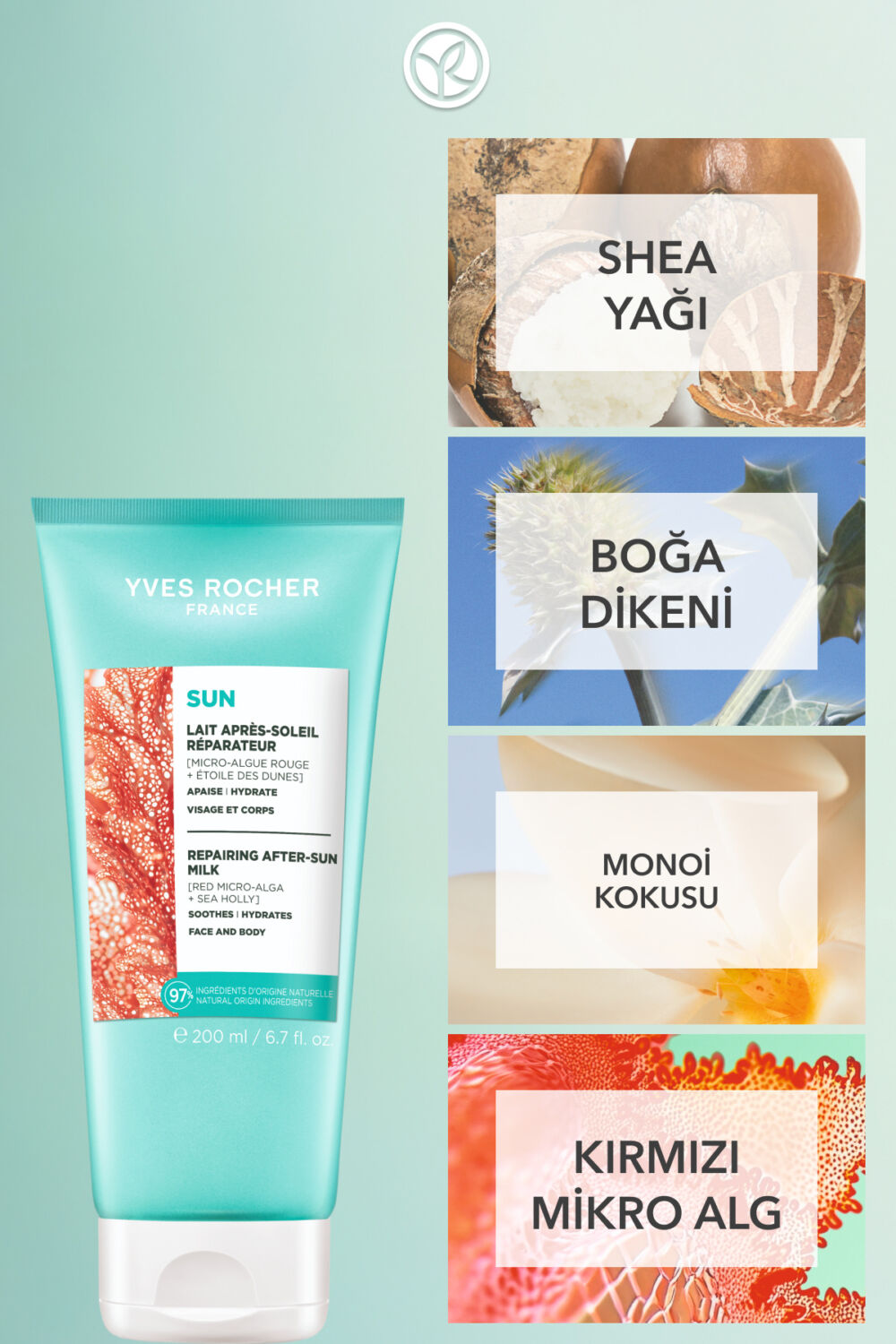 Yves Rocher Güneş Sonrası Vücut Losyonu - 3ü 1 Arada / Sun Double Defense - Boğa Dikeni 200ML - Görsel 3